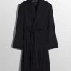Women MUGLER black ribbed belted coat
