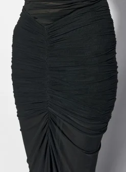 Women MUGLER black ruched mesh skirt