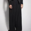 Women MUGLER black satin cummerbund trousers