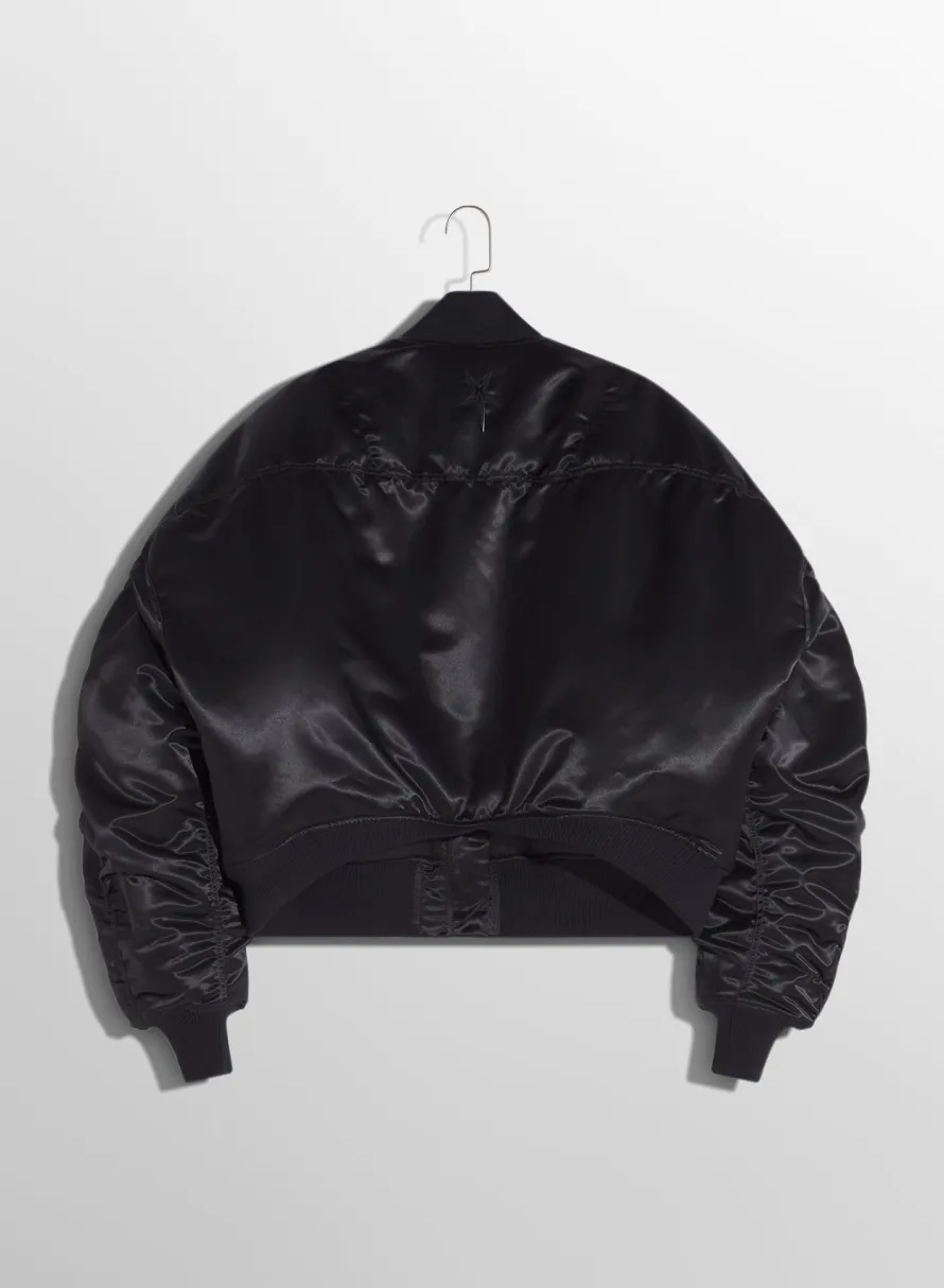 Women MUGLER black satiny bomber jacket