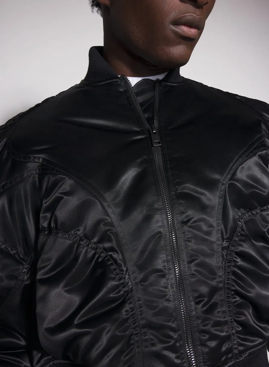 Women MUGLER black satiny bomber jacket