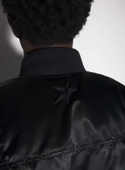 Women MUGLER black satiny bomber jacket