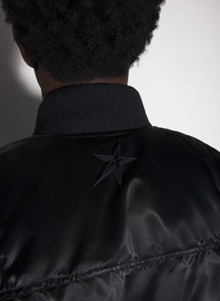 Women MUGLER black satiny bomber jacket