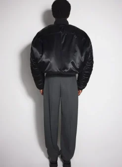 Women MUGLER black satiny bomber jacket