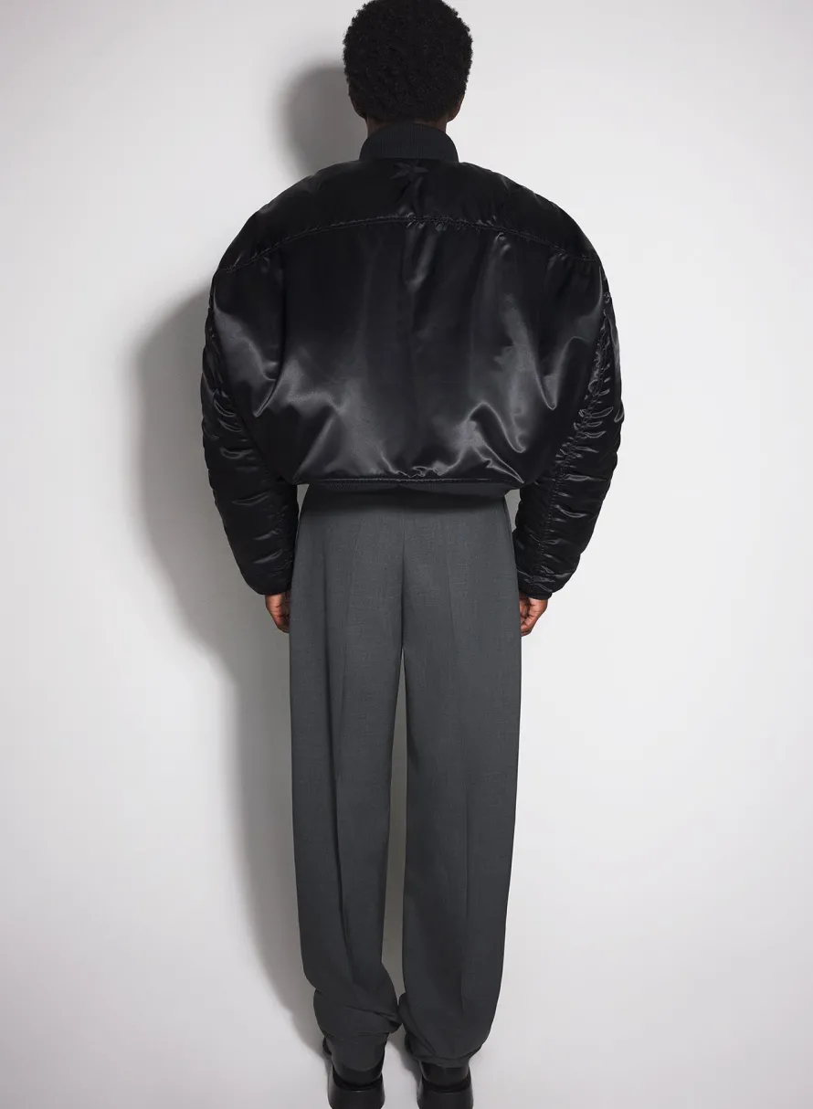Women MUGLER black satiny bomber jacket