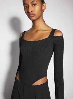 Women MUGLER black sculpting knit bodysuit