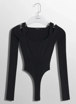 Women MUGLER black sculpting knit bodysuit