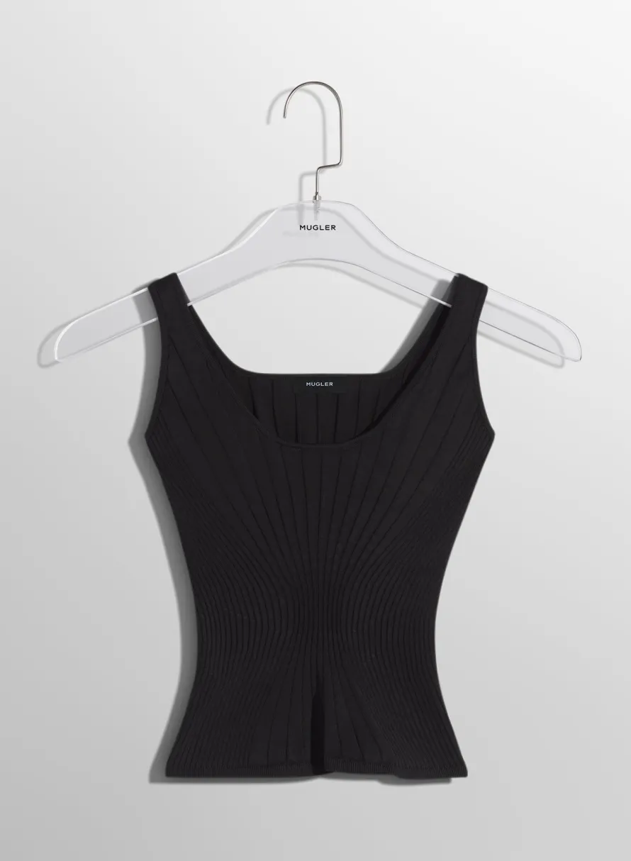 Women MUGLER black sculpting knit tank top
