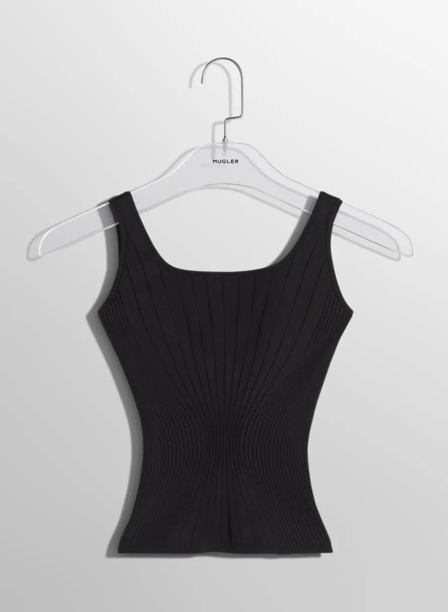 Women MUGLER black sculpting knit tank top