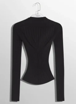 Women MUGLER black sculpting knit top