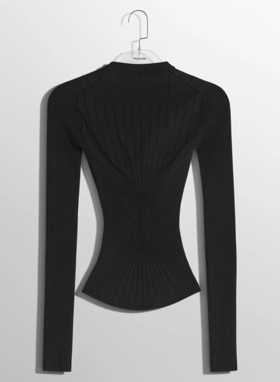 Women MUGLER black sculpting knit top