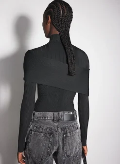 Women MUGLER black sculpting knit top