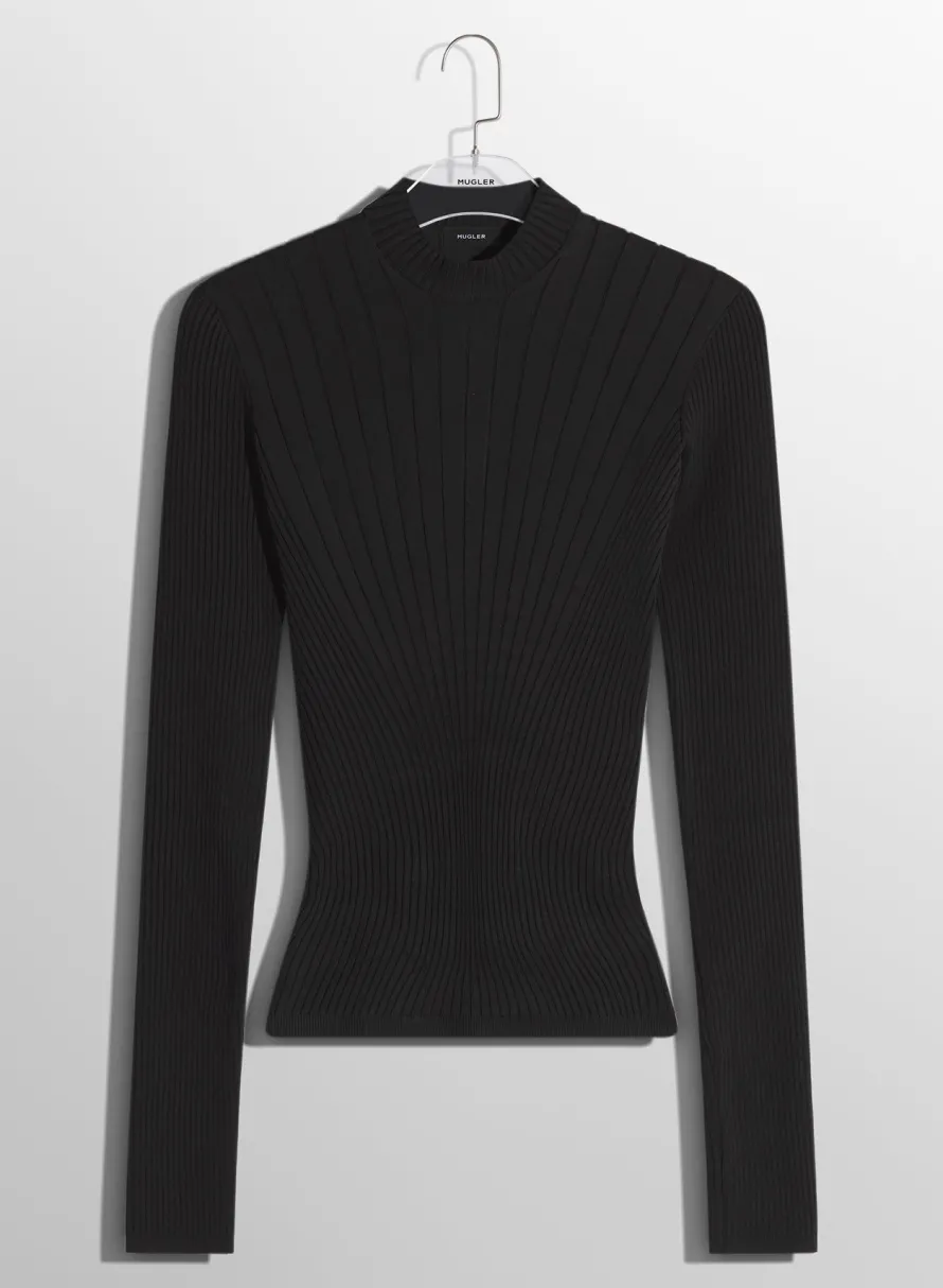 Women MUGLER black sculpting knit top