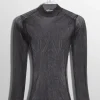 Women MUGLER black sculpting sheer knit top