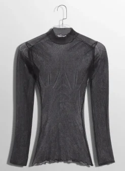Women MUGLER black sculpting sheer knit top