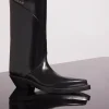 MUGLER black shiny leather santiag boots