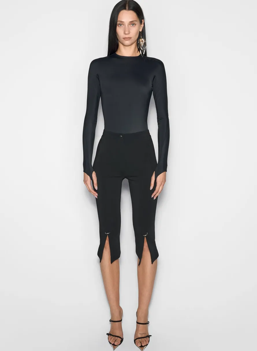 Women MUGLER black shoulder logo bodysuit