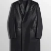 Women MUGLER black single-breasted leather coat