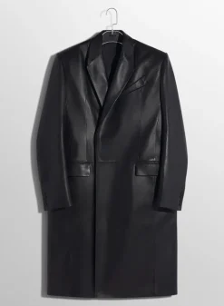 Women MUGLER black single-breasted leather coat