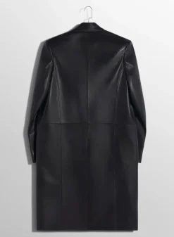 Women MUGLER black single-breasted leather coat
