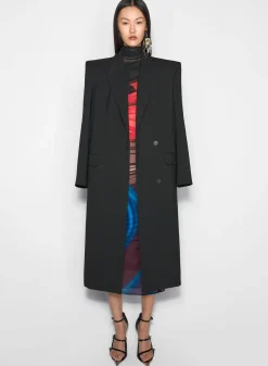 Women MUGLER black single-breasted wool coat