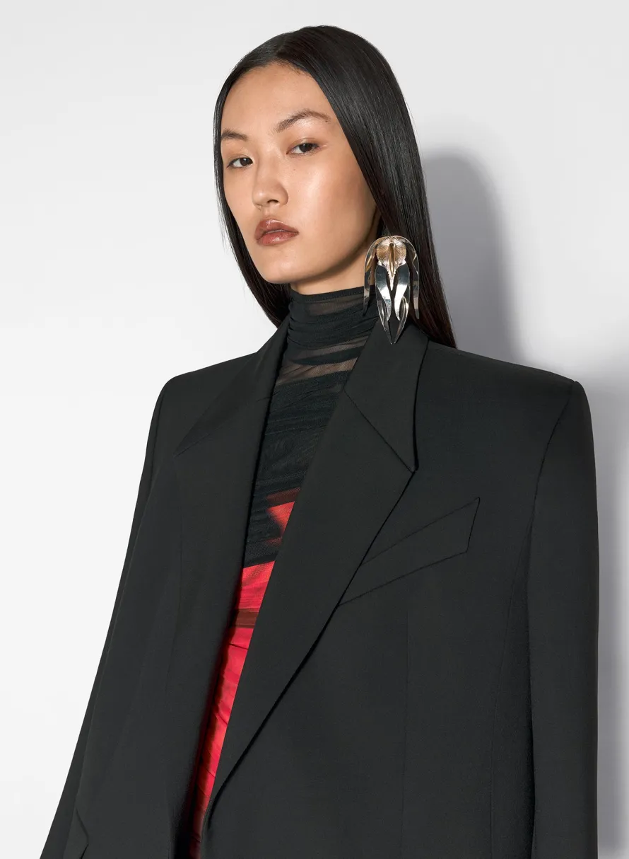 Women MUGLER black single-breasted wool coat
