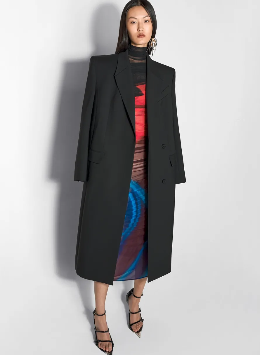 Women MUGLER black single-breasted wool coat