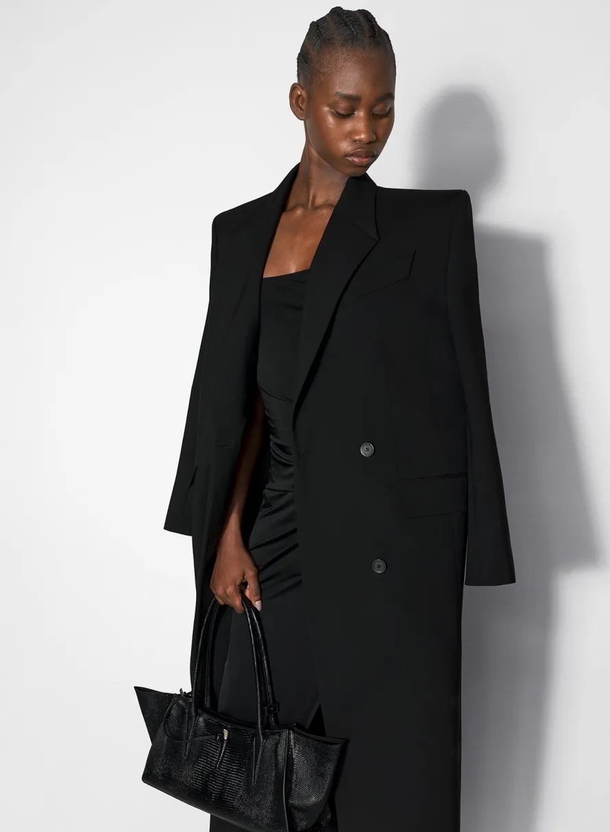 Women MUGLER black single-breasted wool coat