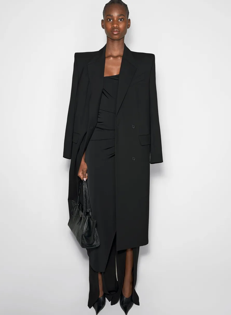 Women MUGLER black single-breasted wool coat