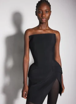 Women MUGLER black slitted tailored bustier dress