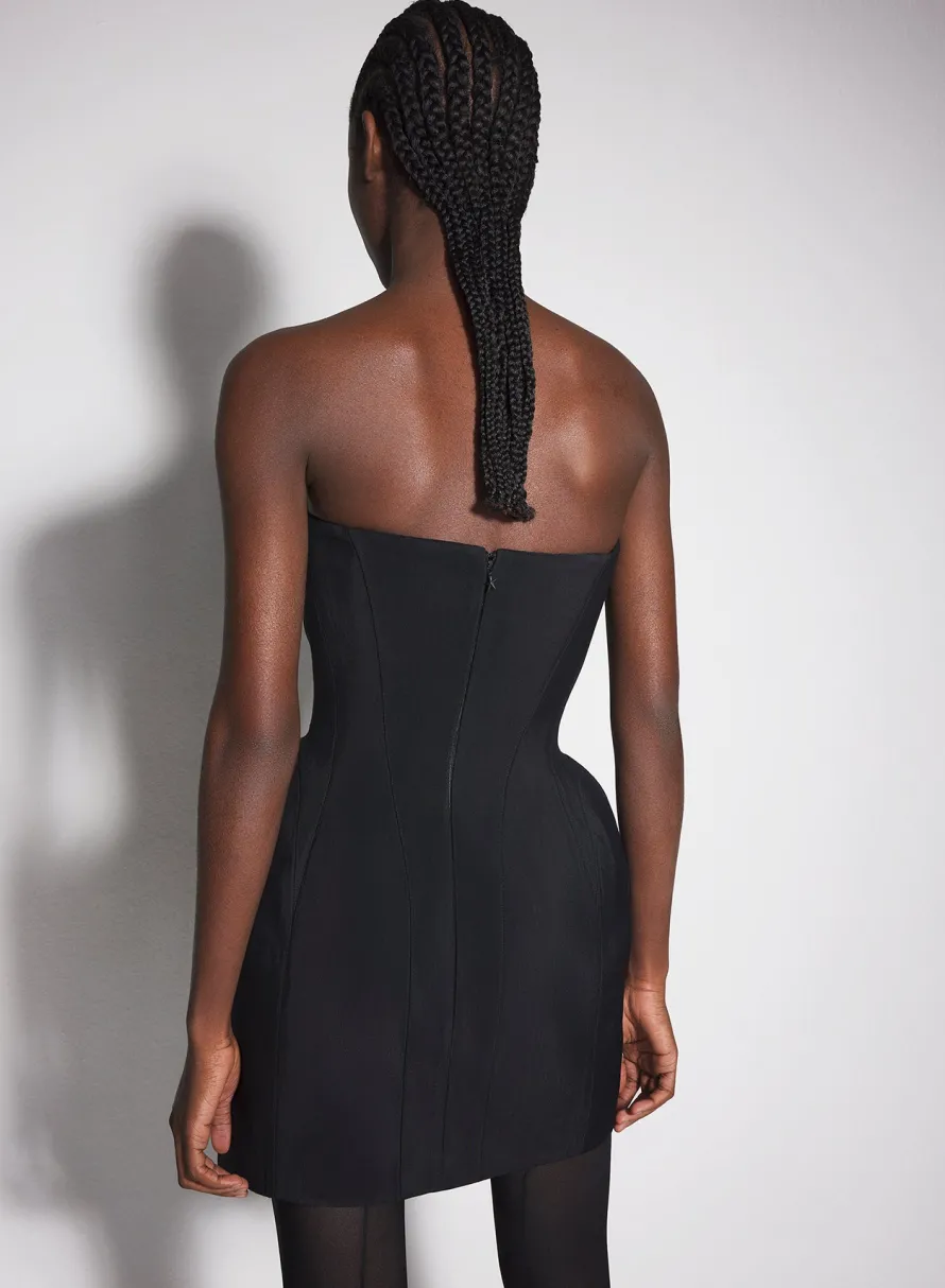 Women MUGLER black slitted tailored bustier dress