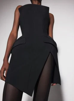 Women MUGLER black slitted tailored bustier dress