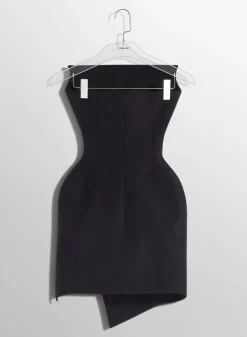 Women MUGLER black slitted tailored bustier dress