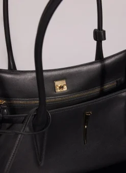 MUGLER black smooth leather fang bag