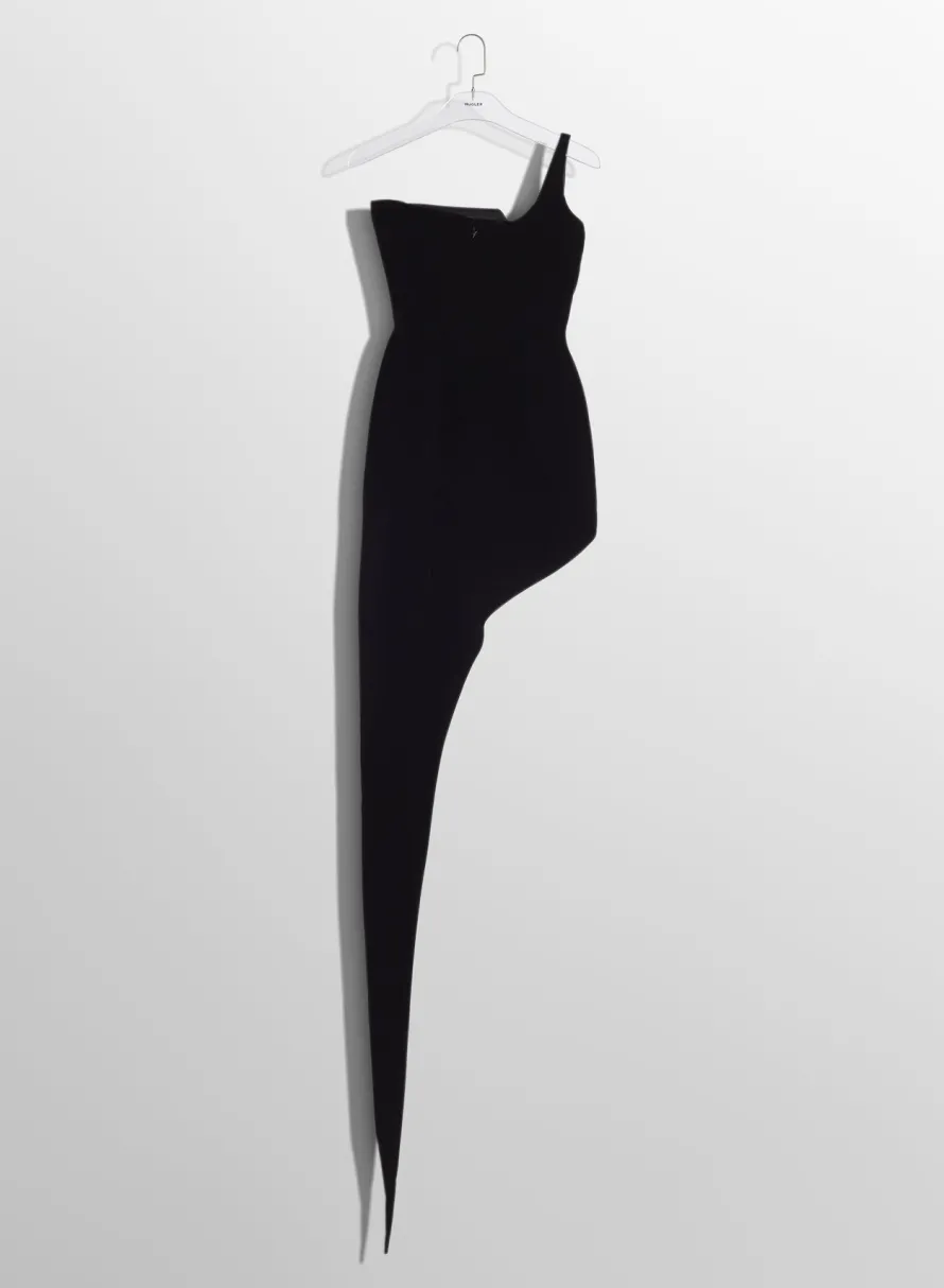 Women MUGLER black spiky velvet corset dress
