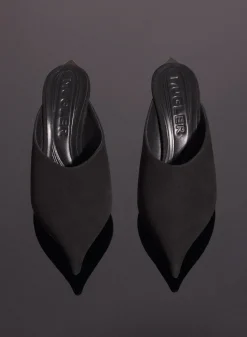 MUGLER black suede Fang 95 mules