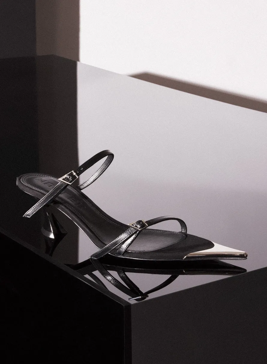 MUGLER Black suede Fang 55 sandals