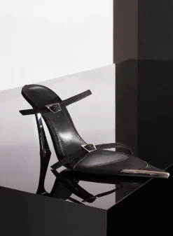 MUGLER Black suede Fang 95 sandals