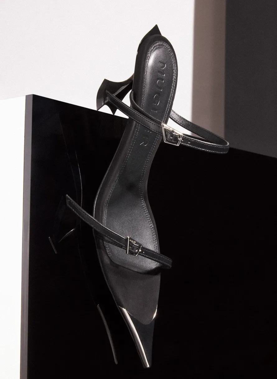 MUGLER Black suede Fang 55 sandals