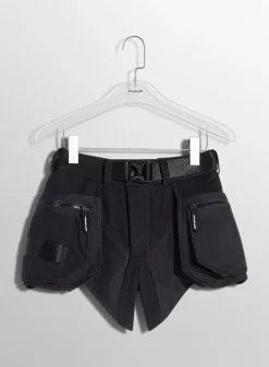 Women MUGLER black technical fabric cargo shorts