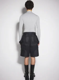 Women MUGLER black technical fabric cargo shorts