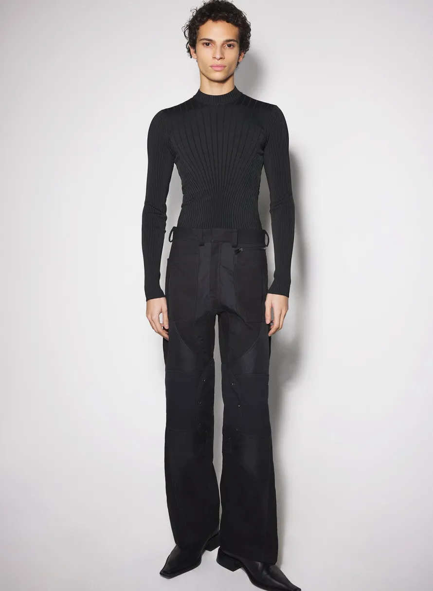 Women MUGLER black technical fabric cargo pants
