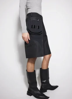 Women MUGLER black technical fabric cargo shorts