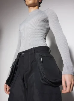 Women MUGLER black technical fabric cargo shorts
