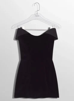 Women MUGLER black velvet and satin mini dress