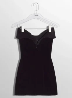 Women MUGLER black velvet and satin mini dress