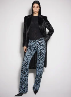 Women MUGLER black velvet print straight leg jeans