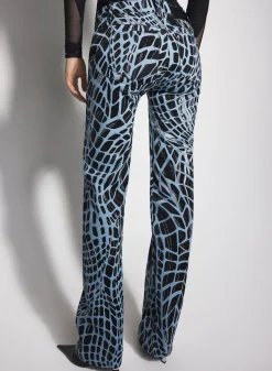 Women MUGLER black velvet print straight leg jeans