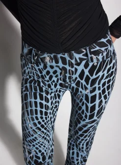 Women MUGLER black velvet print straight leg jeans