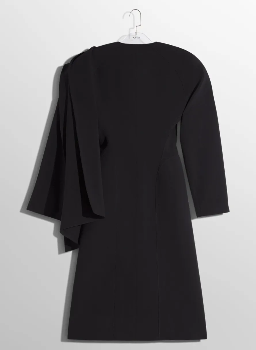 Women MUGLER black wool scarf coat